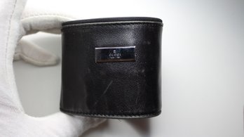 Authentic GUCCI Bracelet 039 1669 Leather Coin Case Plate Carge Purse UNISEX