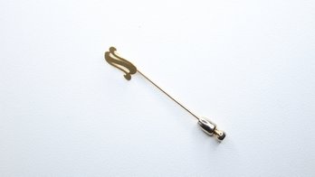 14K GOLD 'N' INITAL STICK PIN BROOCH 1.6 GRAMS, 2 INCHES  JEWELRY