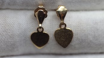 10K GOLD HEART DANGLE HEART EARRINGS .75 GRAMS JEWELRY VALENTINES