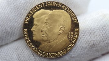 21.6k GOLD John F. Kennedy And Konrad Adenauer Medal .900 (there Are Two)