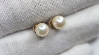 14K GOLD PEARL STUD EARRINGS JEWELRY NATURAL