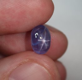 LOOSE UNHEATED BLUE STAR SAPPHIRE UNHEATED 3.42CT 9mm X 6.5mm X 5mm NATURAL JEWELRY GEMSTONE CABACHON