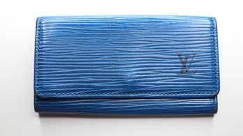 LOUIS VUITTON Pochette Cles Epi Keychain Holder Purse Case M63805 Blue Leather