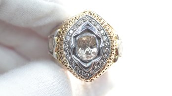 MENS 14k GOLD RING WITH APPROX. 4.9CTW OF NATURAL  DIAMONDS- JEWELRY GEMSTONE DIAMOND
