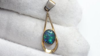 OPAL TRIPLET STERLING SILVER 925 GOLD PLATED PENDANT NECKLACE