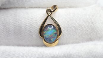 OPAL TRIPLET GOLD PLATED STERLING SILVER 925 PENDANT NECKLACE JEWELRY GEMSTONE