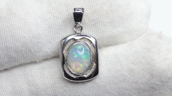 STERLING SILVER 925 OPAL PENDANT NECKLACE