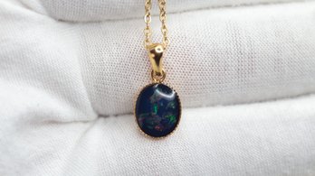 OPAL TRIPLET PENDANT WITH 18K GOLD FILLED CHAIN, ELEGANT JEWELRY NECKLACE