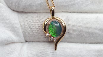 OPAL TRIPLET 925 STERLING SILVER PENDANT WITH 18K GOLD PLATED CHAIN, ELEGANT JEWELRY NECKLACE