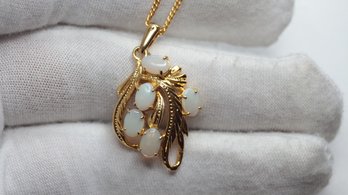 OPAL PENDANT AND NECKLACE GOLD PLATED