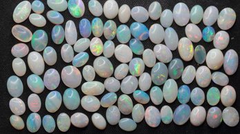 LOOSE AUSTRALIAN WHITE & CRYSTAL OPAL OVAL CUT LOT 35.95CTW GEMSTONE NATURAL JEWELRY MAKING