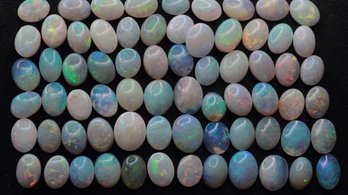 LOOSE AUSTRALIAN WHITE OPAL & CRYSTAL OVAL CUT LOT 49.39CTW GEMSTONE NATURAL JEWELRY MAKING