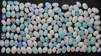 LOOSE AUSTRALIAN WHITE & CRYSTAL OPAL OVAL CUT LOT 28.00CTW GEMSTONE NATURAL JEWELRY MAKING