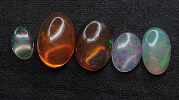 LOOSE MEXICAN FIRE OPAL 7.32ctw NATURAL JEWELRY GEMSTONE CABACHON OVAL CRYSTAL