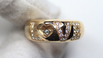 CHOPARD 18K Yellow Gold  LOVE HEART HAPPY DIAMOND Dome Ring