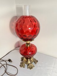 Fenton Cranberry Gone With The Wind Coin Dot Lamp