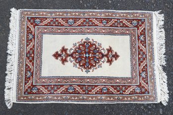 Vintage Hand Knotted Geometric Small Rug