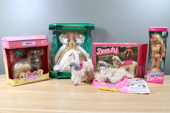 Lot Vintage Barbie And Mattel Sun Sensation Barbie Doll's Dog Sweetie Pups