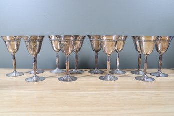 Homan Plate Nickel Silver Set Of 12 Wine Glasses Goblets