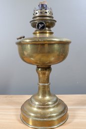 Antique Brass Pedestal Kerosene Oil Lamp