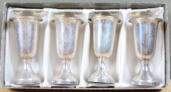 Sterling Silver Set Of 4 Vintage Web 28 Cordial Liquor Cups