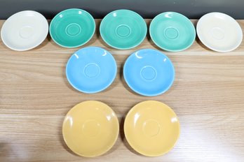 (9) Vintage Colorful Fiestaware Teacup Saucers