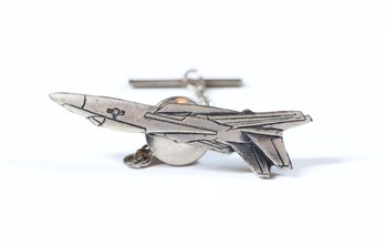 Sterling Silver Jet Fighter Tie Tack Pin