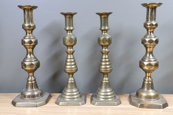 Lot Of (4) Vintage Brass Candlesticks