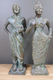 Pair (2) Of Pottery Statues Made In Italy