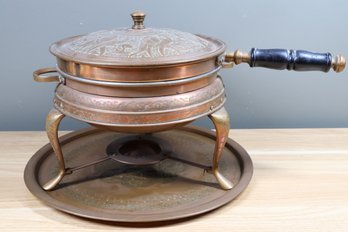 Vintage Copper Chafing Dish Made By Nader Factory In Tehran, Iran.