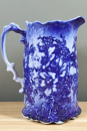 Antique Blue And White Glazed Pitcher