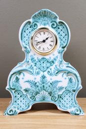 Delft Mantle Clock Teal Painted