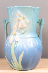 Roseville Pottery Iris Blue Ceramic Vase