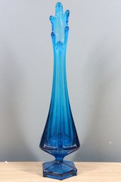 Vintage Blue Viking Swung Glass Vase