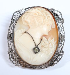 Sterling Silver Cameo Brooch