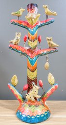 Mexican Tree Of Life Folk Art Pottery Candleholder Decor