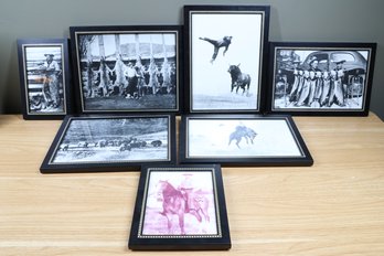 Vintage Cowboy Hunting, Fishing, Bull Riding Photos Early 1900s Framed