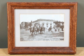 Framed Photo 'cowboy Tricks In Cheyenne' With Note On Back Dated 1908