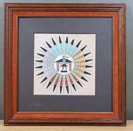 Vintage Sun And Eagle Navajo Sandpainting