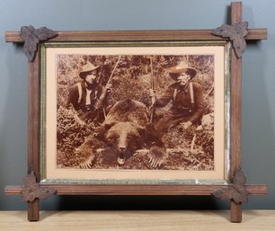 Vintage Framed Bear Hunters Print