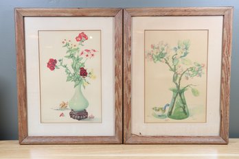 Lot Of (2) Framed Floral Lithographs By Laurence Perugini