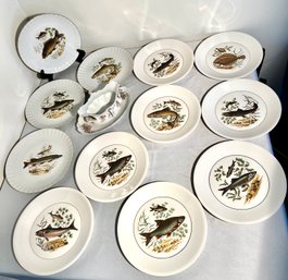 Lot Of Limoges And Figgjo Flint Fish Plates