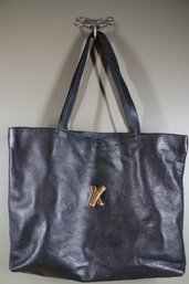 Vintage By Paloma Picasso Made In Italy Black Leather Tote Bag