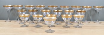 Lot Of Tiffin Franciscan Liquor Wine Glasses Gold Rimmed