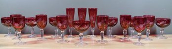 Bohemian Czech Cut To Cranberry Glasses