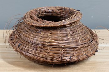 Old Native American Pine Needle Woven Basket