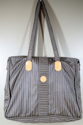 Fendi Soft Body Leather Striped Handbag Shoulder Bag Purse W/ Dust Bag