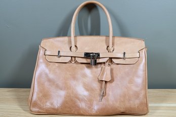 Chefani Designs Leather Handbag Tan Birkin Bag Style