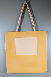 Arcadia Patent Leather Embossed Gold Yellow Tote Handbag