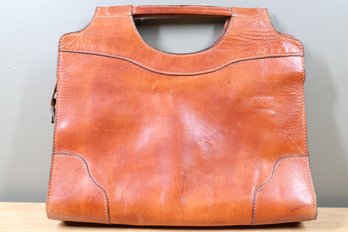 Vintage Linea Verde Made In Italy Brown Leather Handbag Briefcase Style Tote